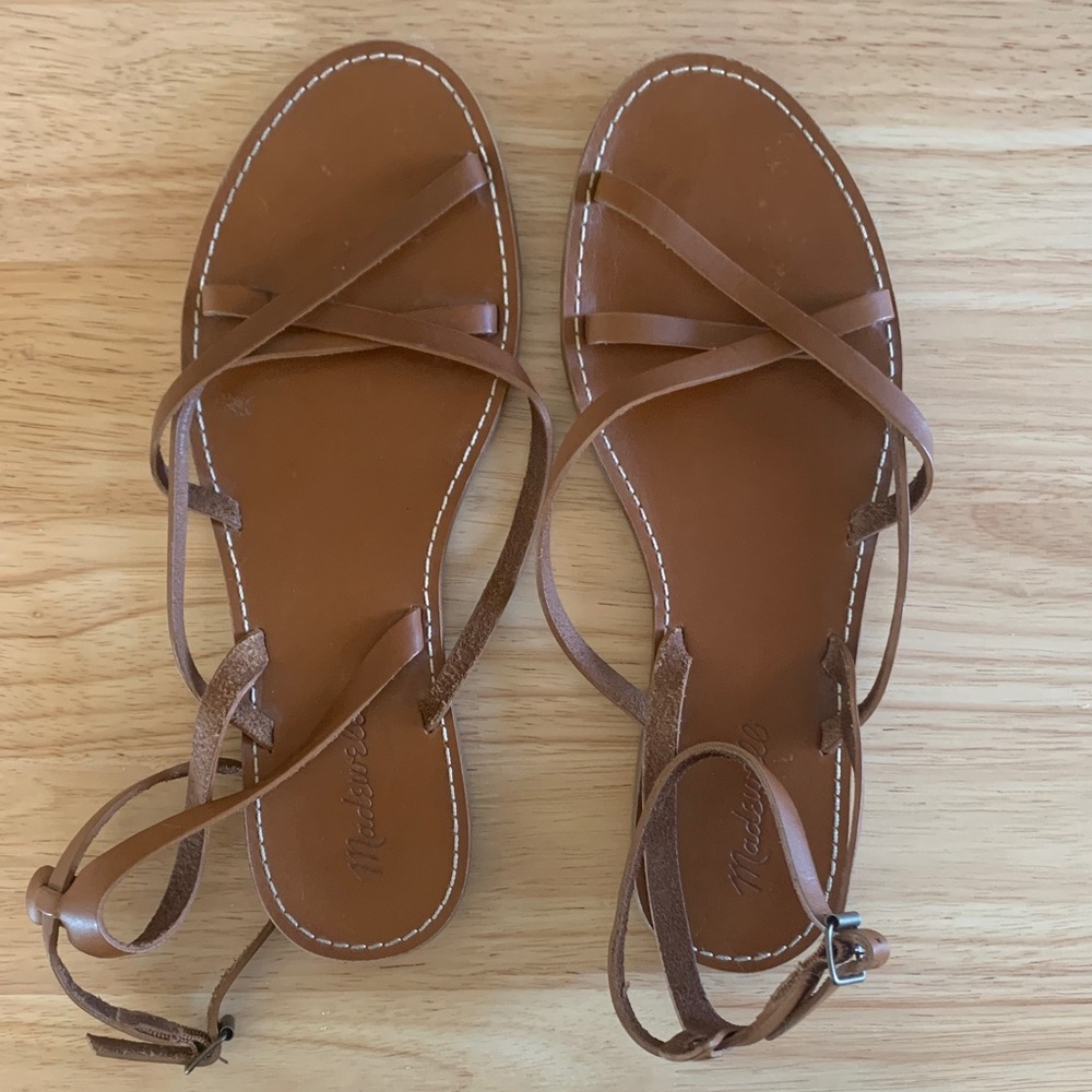 Madewell Brown Leather Ankle Strap Sandals